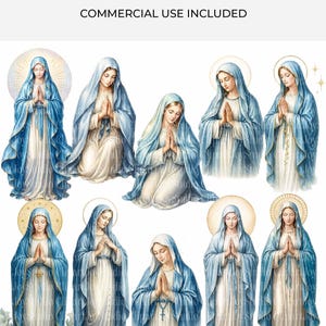Virgin Mary Clipart, Mother Mary Clipart, Printable Watercolor clipart, PNG graphic, Digital download, Paper craft, junk journal | 081