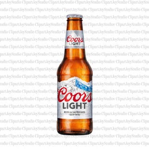 May include: A brown glass Coors Light beer bottle with a silver cap. The label features the brand name in red and white, a mountain scene, and the text "BORN IN THE ROCKIES ESTP 1978".