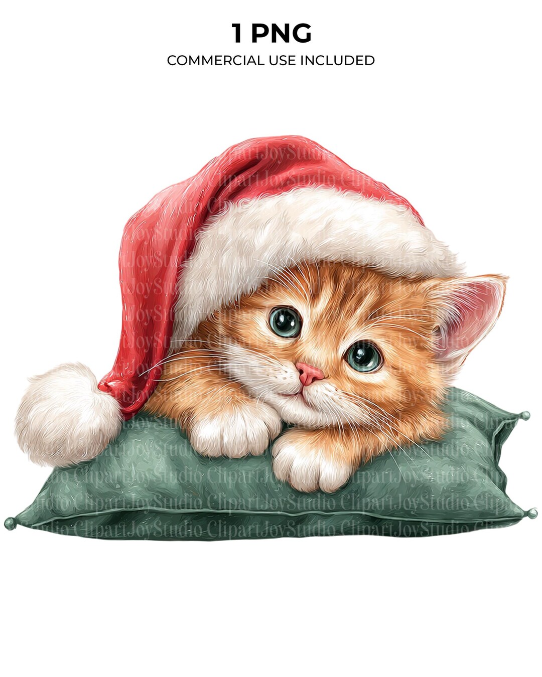 Watercolor Christmas Cat Clipart Bundle | Printable PNG Images (digital ...