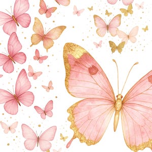 Aquarell Schmetterlinge Clipart • Kinderzimmer PNG Clipart • Schmetterlinge Sammlung • rosa Schmetterlinge • kommerzielle Nutzung | 052