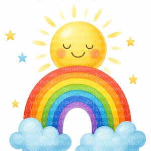 Watercolor Rainbow Clipart, Nursery Rainbow, PNG Clip art, Printable junk journals scrapbook images, Digital Download, Paper craft