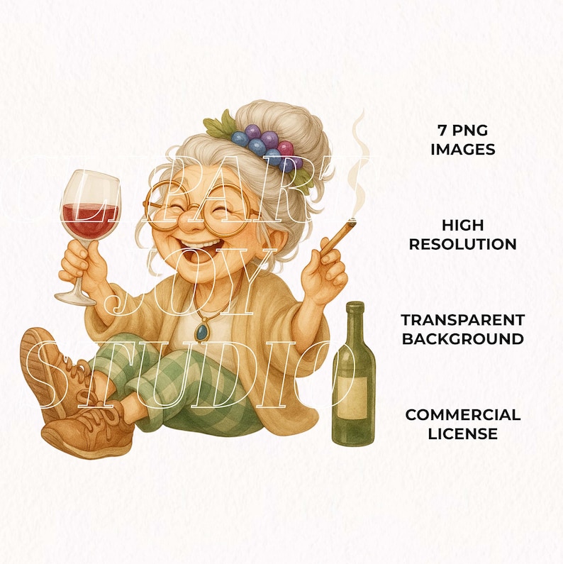 Funny Grandma Clipart, Senior Woman Drinking Red Wine, PNG Wine Humor ...