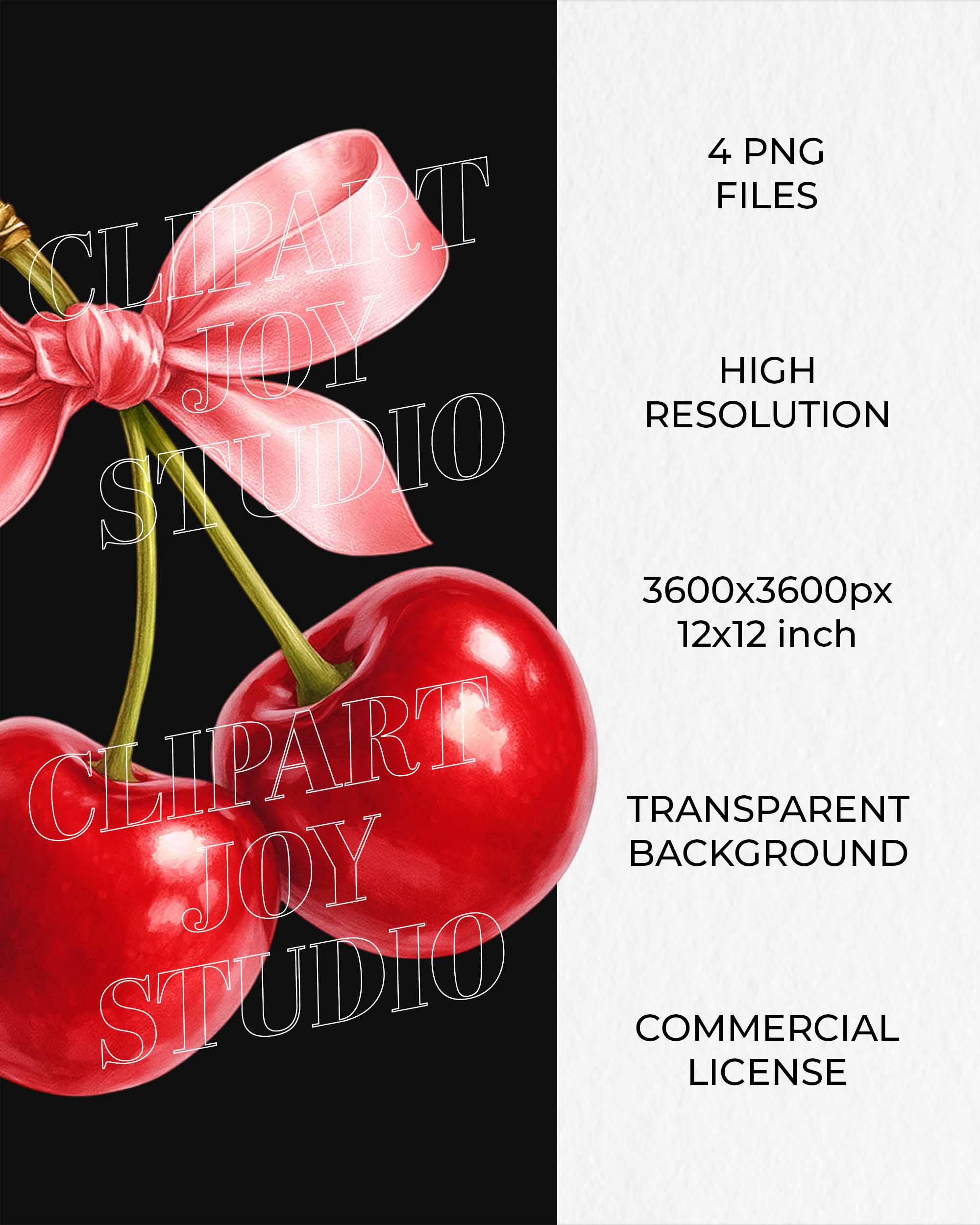 Coquette Cherry Bow Clipart, Printable Watercolor Cherry PNG Clipart ...