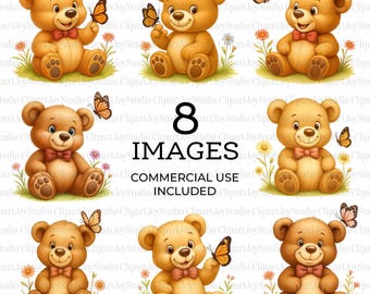 Teddy Bär Clipart, druckbare Aquarell Clipart, PNG hohe Qualität, digitaler Download, Papiermodell, Junk Journal 072