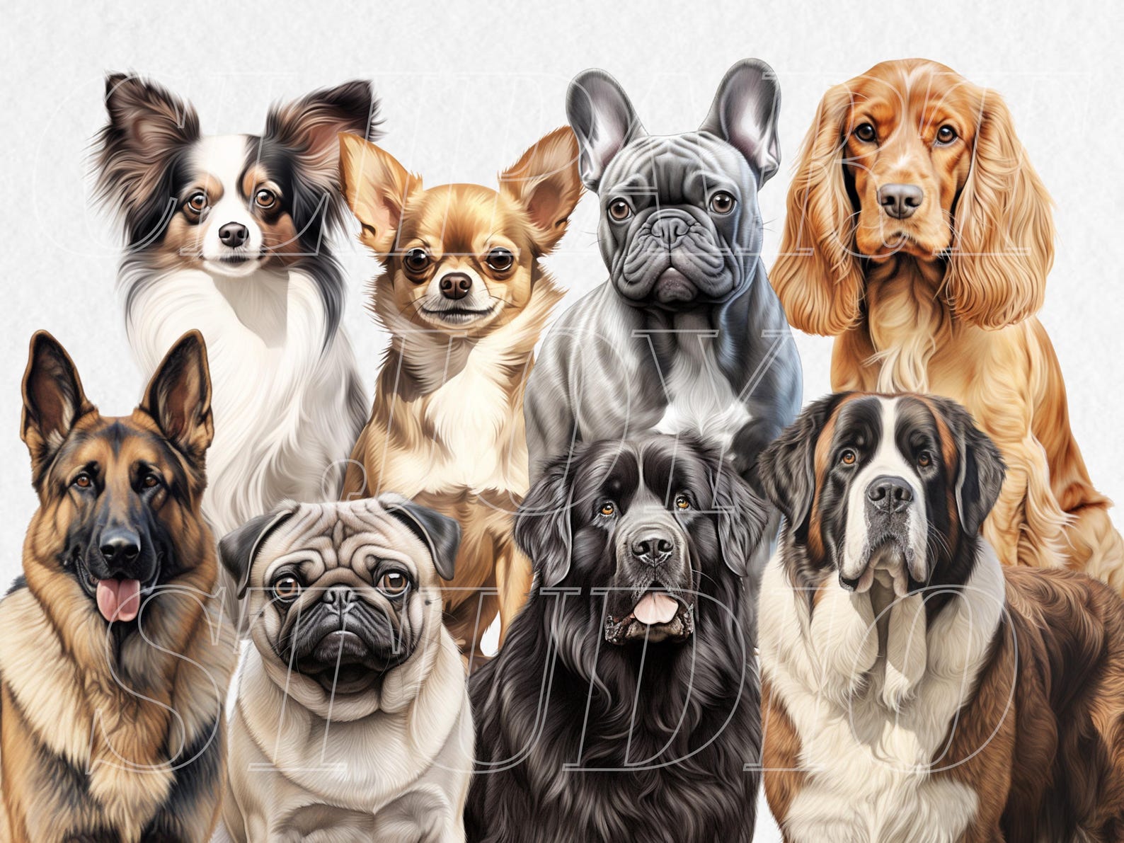 Watercolor Dog Breeds Clipart Bundle - Pets PNG Set (digital Download ...