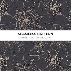 Spider web Seamless Pattern, Halloween Pumpkin JPEG Digital paper craft, Scrapbook paper, Fabric pattern, Seamless Background | 156