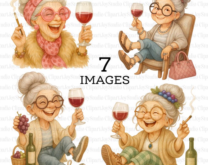 Senior Woman Drinking Red Wine Grandma Clipart, 16 PNG Wine Humor ...