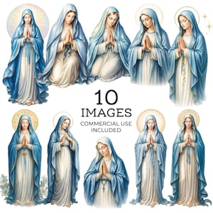 Imágenes prediseñadas de la Virgen María, imágenes prediseñadas de la Madre María, imágenes prediseñadas de acuarela imprimibles, gráficos PNG, descarga digital, manualidades de papel, diario basura / 081
