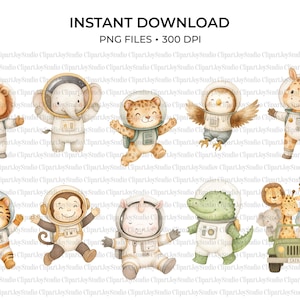 Watercolor Safari Animals Clipart Bundle, Printable PNG Images, Jungle ...