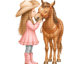 Watercolor Cowgirl clipart bundle PNG graphic, Cowgirl Clip art, Printable scrapbook images, Digital Download, Paper craft, junk journals
