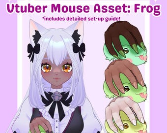 Frog Vtuber Mouse Asset: Cursor-Tracked, Rigged, Customizable (PDF Set-Up Guide Included)