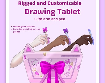 Animated Vtuber Drawing Tablet Asset: Customizable Kawaii Magical Girl Arm (Digital Download, PDF Guide)