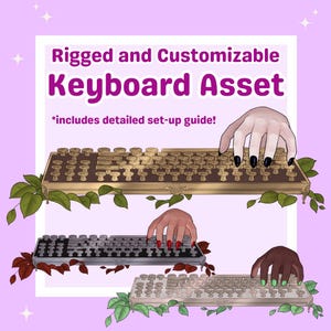 Vtuber Rigged Keyboard Asset | Customizable Vtuber Keyboard Hand | Accurate Typing Animation | metal, antique, steampunk, cottagecore