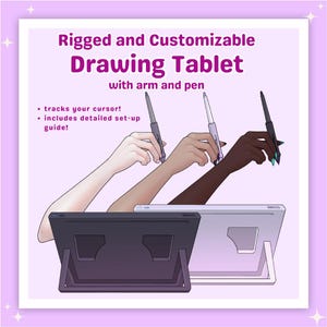 Customizable Vtuber Drawing Tablet Asset: Animated Arm and Pen (PDF Set Up Guide Included)