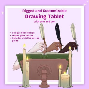 Tableta de dibujo animada de Vtuber: Libro y pluma personalizables (guía de configuración en PDF incluida)