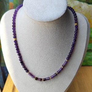 Handmade Amethyst Bead Necklace Sterling Gold Plated Chain Elegant Gemstone Jewelry DIY Craft
