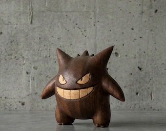 手作りの木製ゲンガーの置物、アズスタイルのポケモンの彫刻、彫刻され