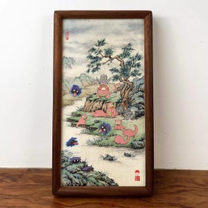 Ink-Style Shellder and Slowbro‘s Confusion match. Wall Art – Pokémon Meets Traditional Chinese Landscape (15×30cm, High-Detail Print)