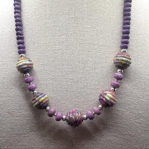 Floral Lampwork Necklace: Lapis Lazuli & Crystal Boho Jewelry