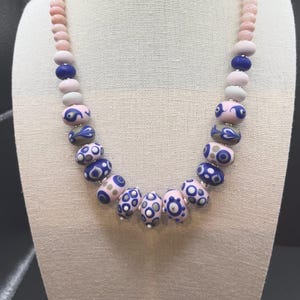 Pink Opal Gemstone Beaded Necklace | Lampwork Glass Beads | Sterling  Silver | Handmade Jewelry