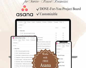 Asana Template for Service-Based Small Business To Do List | Daily Tasks | Weekly Tasks | Monthly Tasks | Quarterly Tasks Project Board