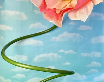 Giant Crepe Paper Peach Daisy: Freestanding Whimsical Decor, 15" Flower