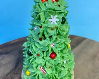 Handmade Mini Faux Icing Christmas Tree, Mantle Decor, Winter, Seasonal Decor