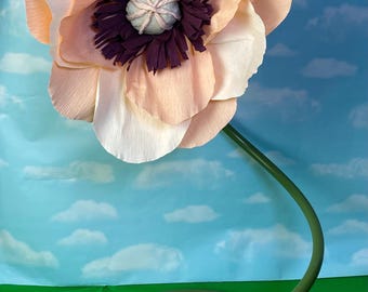 Giant Crepe Paper Poppy: Freestanding Whimsical Decor - 15 inch