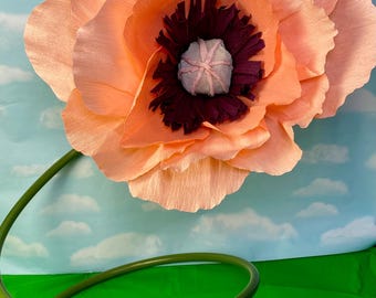 Giant Crepe Paper Poppy: Freestanding Whimsical Decor