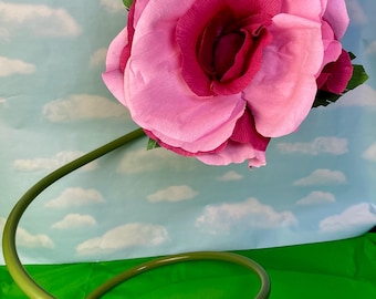 Giant Crepe Paper Pink Rose: Whimsical Freestanding Flower