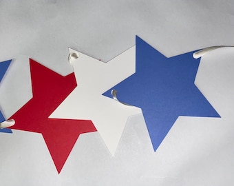 4th of July Star Garland: Red, White & Blue Independence Day Decor