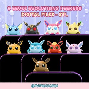 Eevee & Evolutions Peeker / Hipper Charms – DIGITAL 3D FILES
