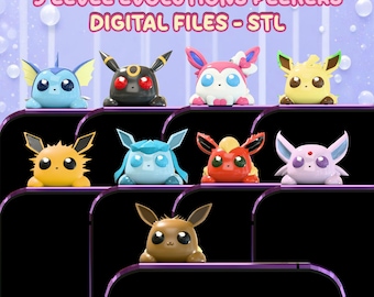 Eevee & Evolutions Peeker / Hipper Charms – CYFROWE PLIKI 3D – BEZ 3MF