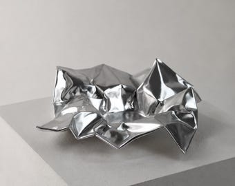 Sculptural Aluminium Tray | Crushed Metal Statement Decor