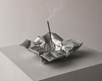 Sculptural Aluminium Incense Holder | Chrome-Like Finish, Modern Home Decor