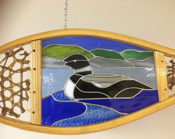 Loon on Water Stained Glass Snowshoe Etsy
