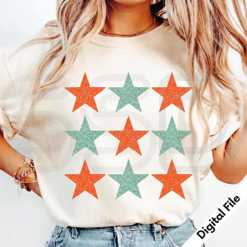 Sparkly Stars SVG and PNG Cut File Showgirl Era SVG Mint and Orange ...