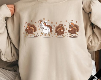 Funny Football Turkey Sweatshirt Cute Thanksgiving Shirt Fall Graphic Pullover for Game Day Turkey Football Top Sunday Outfit Vibes