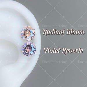 Swarovski F136 Implant Grade Titanium Internally Threaded Flat Back Screw Labret Cartilage ConchTragus Piercing Ear Stud Radiant Bloom 8.4mm