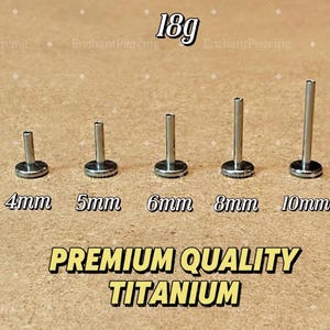 16g 18G Implant Grade F136 Titanium Internally Threaded Flat Back Replacement Post Bar 4mm/5mm/6mm/8mm Cartilage Piercing 18 guage ASTM Stud