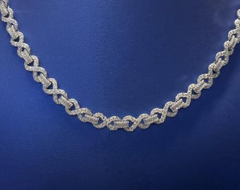 Infinity Iced Out Necklace Chain | Moissanite 19.08 Carats VVS D Color | Iced Out Chain Passes Diamond Tester | 8mm 22 Inches
