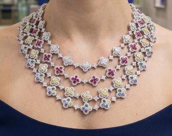 VVS1 Moissanite S925 Silver Tennis Chains 9.30CTW tennis necklace, Iced Out Chain Anniversary Gifts for Women, Hand Setting Tennis Chain
