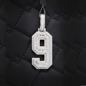 Customize Big Number 9 Name Charm Pendant with Cuban Chain,Iced Out Custom Necklace,Gift For Him,Personalized Hiphop Birthday Jewelry