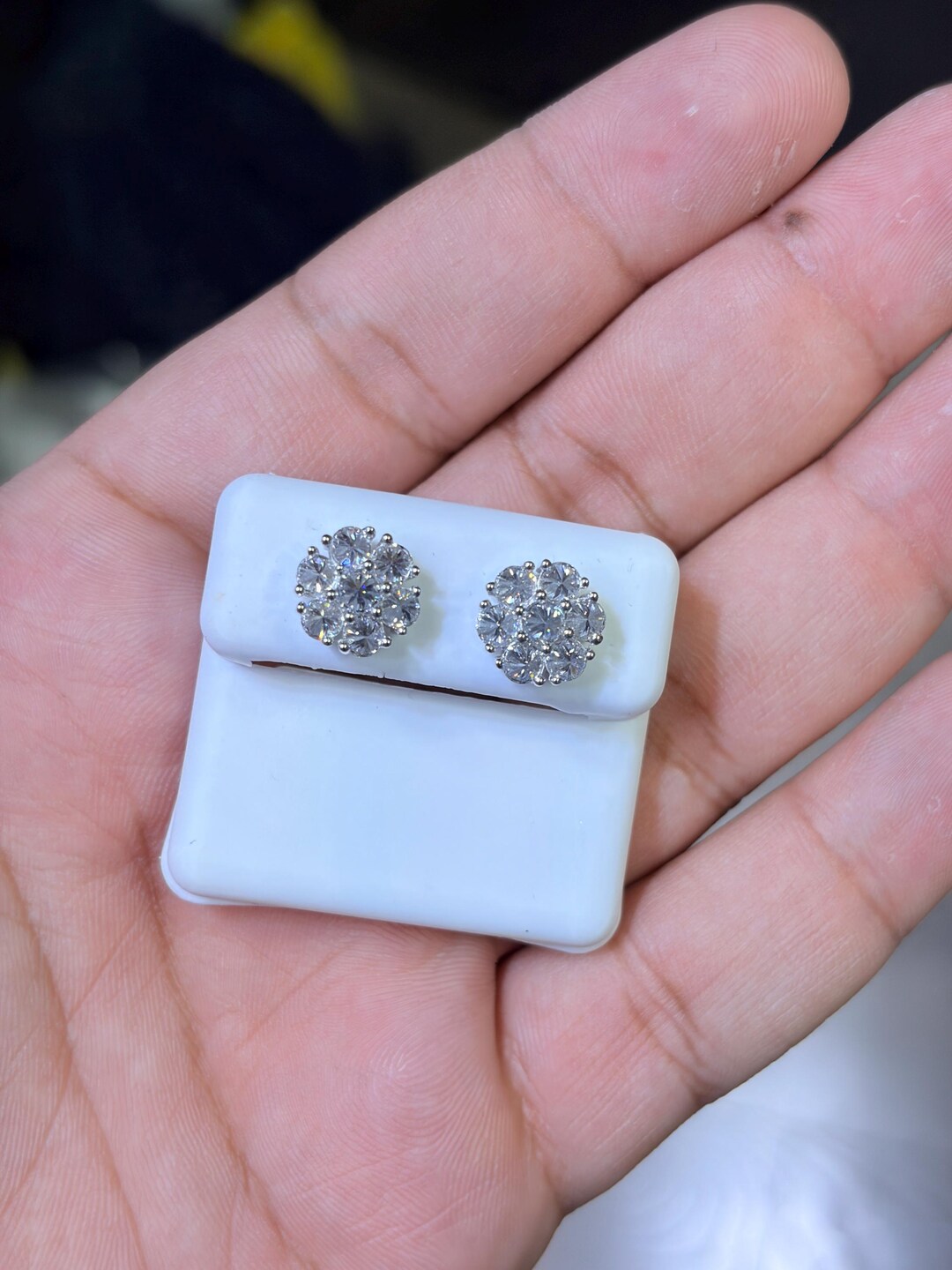 2.00 CTW Reverse Set Lab Grown Diamond Stud Earrings, Gold Plated 925 ...