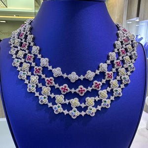 VVS1 Moissanite S925 Silver Tennis Chains 9.30CTW tennis necklace, Iced Out Chain Anniversary Gifts for Women, Hand Setting Tennis Chain