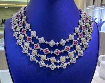 VVS1 Moissanite S925 Silver Tennis Chains 9.30CTW tennis necklace, Iced Out Chain Anniversary Gifts for Women, Hand Setting Tennis Chain