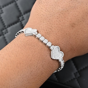 Heart Baguette Bracelet 9CTW VVS Moissanite Diamond Bracelet 16mm 925 Sterling Silver