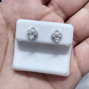Boucles d'oreilles moissanite clous d'oreilles croix | 0.22CTW VVS1 Boucles d'oreilles moissanite en argent sterling 925, couleur D Boucles d'oreilles en plaqué or pour lui et elle