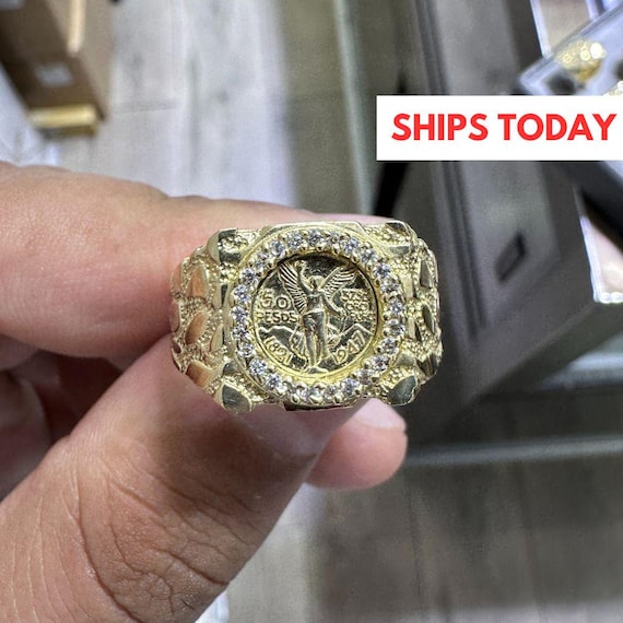 Bague Pépite En Or Jaune 10 Carats - Taille Réglable (6-16), Marque LA BLINGZ, Neuve Avec Emballage