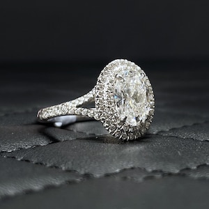 Lab Grown Diamond Engagement Ring | 2 Carat Oval Halo Certified | 14K Gold | Gift for Her Wedding/Birthday/Anniversary/Engagement